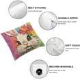 thumbnail image 3 of Happy Easter Bunny Decorative Throw Pillow Covers, Hello Peeps Rabbit Eggs Porch Patio Outdoor Pillowcase, Colorful Stripes Plaid Farmhouse Cushion Case Home Decor, 3 of 5