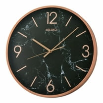 Seiko Stylish, Round, Noir Marble-Look Quartz Wall Clock, Round, Black, QXA760PLH