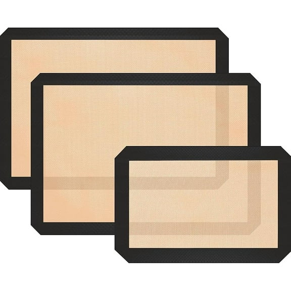 3-Pack Silicone Baking Mats – Reusable Non-Stick Food-Grade Sheets for Cookies, Macarons, and Bread, Oven Safe