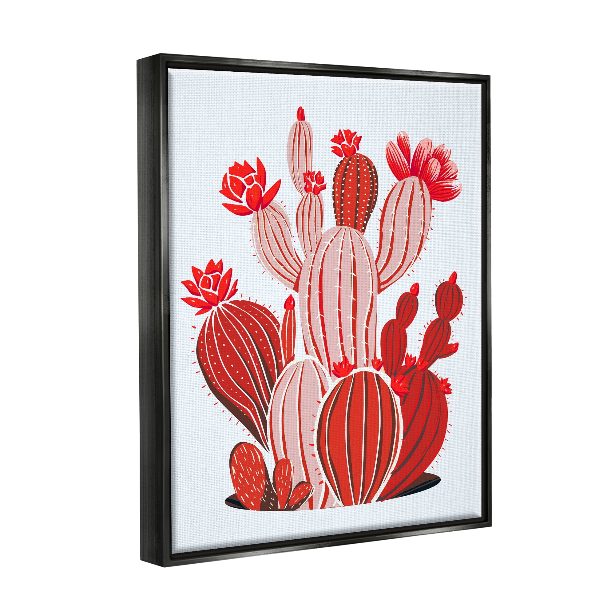Stupell Industries Red Modern Cactus Plants Botanical & Floral Painting Black Floater Framed Art Print Wall Art, 25 x 31