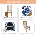 thumbnail image 4 of Blue and White Pioneer Flower Seat Covers for Dining Room Chairs Set Of 4,Stretch Printed Washable Chair Seat Cover with Elastic Ties and Button,Removable Waterproof Couch Cushion Covers, 4 of 6