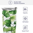 thumbnail image 4 of 20oz Stainless Steel Tumbler with Straw, Double Wall Insulated Travel Tumbler Green Ginkgo Biloba, 4 of 8