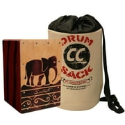 Sawtooth Harmony Series Hand Stained Elephant Design Travel Size Cajon with Drum Sack Carry Bag