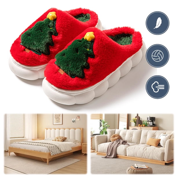 Térmicas Planas Navidad Felpa Cómodas para Hombres Mujeres