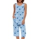 thumbnail image 1 of Conjunto de Ropa de Salón para Mujer Cuello Redondo Blusa sin Mangas Sólida Y Pantalones Cortos de Cintura Elástica Pantalones, Pantalones Cortos de Verano para Mujeres, 1 of 7