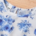 thumbnail image 6 of VNKIDY Girls Floral Print Dress Ruffle Cap Sleeve Crewneck Ruffle Hem A Line Casual Dress For Summer Daily Wear Blue 1-2 Years, 6 of 7