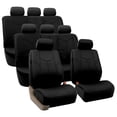 thumbnail image 1 of FH Group Gray Rome Faux Leather Airbag Compatible and Split Bench 8 Seaters Car Van Seat Covers - Black Full Set, 1 of 4
