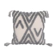 thumbnail image 2 of Funda de cojín estilo boho para sofá, funda de cojín boho geométrica con mechones. Gris 45x45cm, 2 of 9