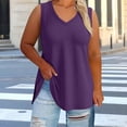 thumbnail image 5 of Women's V Neck Sleeveless Side Split Tank Top Long Length Casual Summer Layer Tops for Women Purple 5XL, 5 of 6