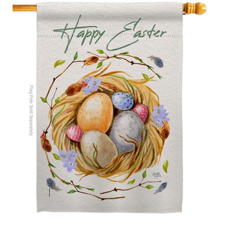 Breeze Decor 28 x 40 in. Easter NeSt. House Flag with Spring Double-Sided Decorative Vertical Flags Decoration Banner Garden Yard Gift