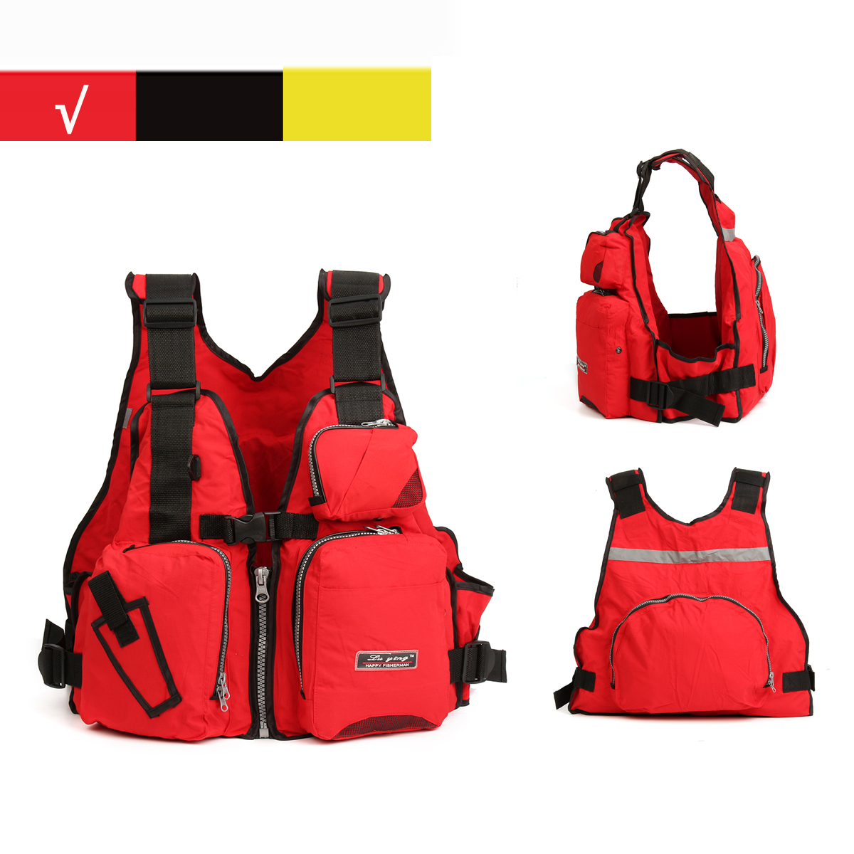 Outdoor Life Jackets for Adult kayaking, Multi-Pockets & Reflective Belt, Adjustable Life Vests for Adults, Safe Aid Jacket, Buoyancy Waistcoat, Swim Vest for Canoe Dinghy, Sailing - image 3 of 8