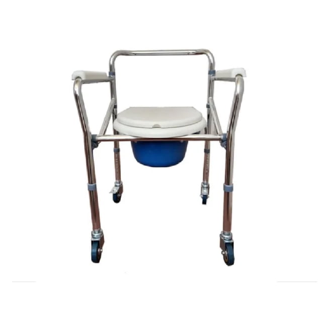 Silla Baño Comodo Cromado Aluminio Ruedas Discapacitados Super Confort SC-820