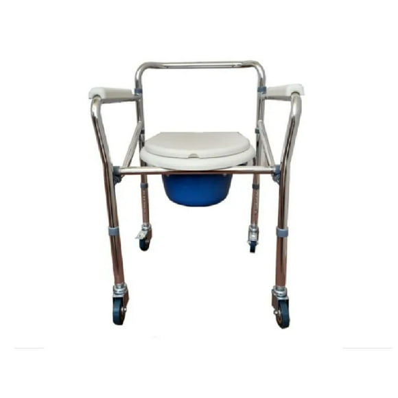 Silla Baño Comodo Cromado Aluminio Ruedas Discapacitados Super Confort SC-820