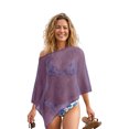 thumbnail image 3 of Sheer Poncho for Women Asymmetric Knitted Crochet Lace Batwing Wrap Summer Lightweight One Shoulder Boho Beach Vacation Cover Ups for Swimwear Women, 3 of 5