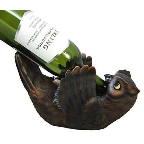 Atlantic Collectibles Americas Great Horned Owl Wine Bottle Holder Caddy Figurine