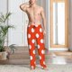 thumbnail image 2 of Fotbe Orange And White Polka Dot1 Pantalones de Pijama para Hombre, Pantalones de Dormir, Pantalones de Casa con Cintura Ajustable y Bolsillos-X-Large, 2 of 6