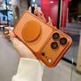 thumbnail image 2 of for iPhone 16 Plus Magnetic Case, Compatible with Magsafe Shockproof Cute Plating Clear Cover Girls Women with Makeup Mirror Ring Kickstand & Camera Lens Protector for iPhone 16 Plus, Orange, 2 of 10