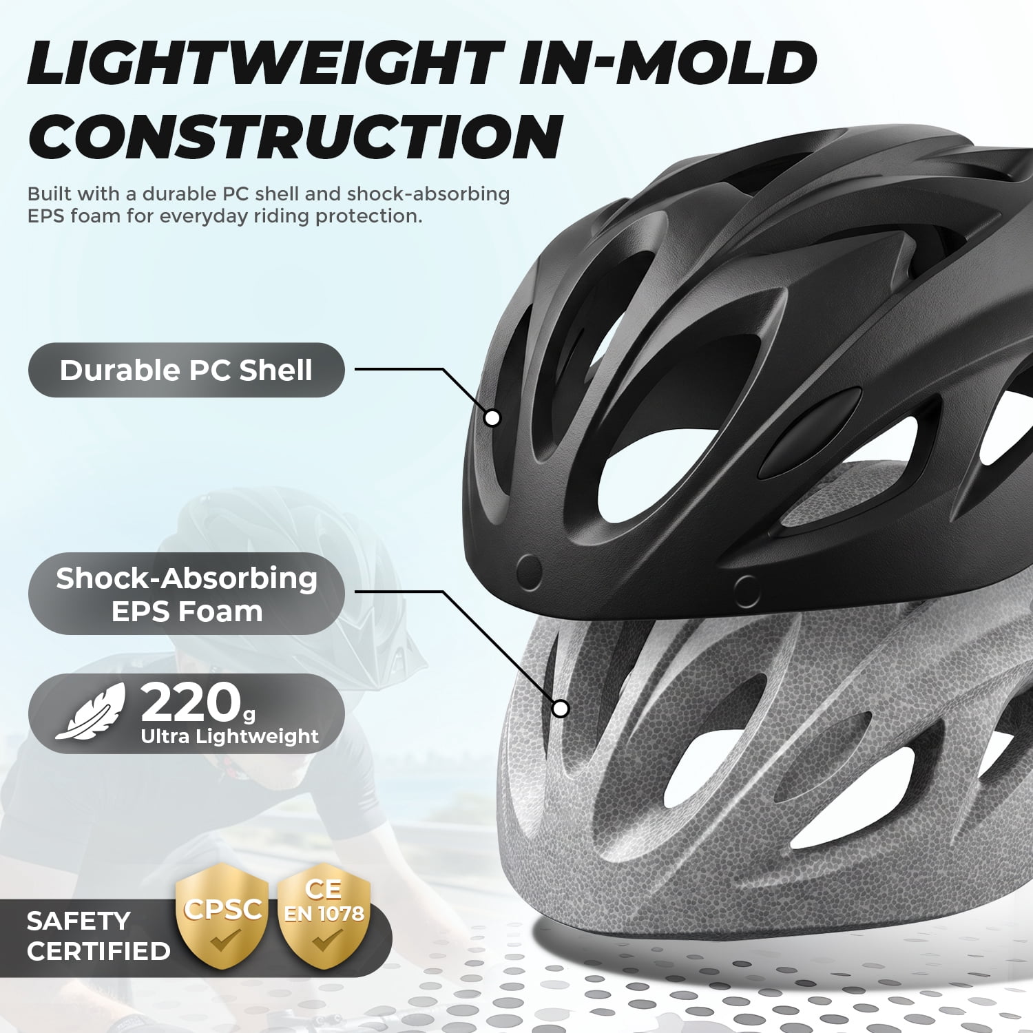 VICTGOAL Bike Helmet with Goggles & Visor – LED Light, Lightweight Cycling Helmet for Men Women MTB Road Ebike Scooter