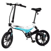 Swagtron Swagcycle EB-7 Elite Commuter Folding Electric Bike, Blue/White