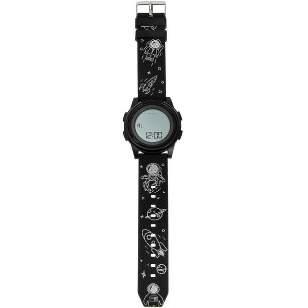 Unisex Kids Wrist Watch Electronic Watch Round Shape Black Stainless Steel Abs Material with Luminous Design 1Set