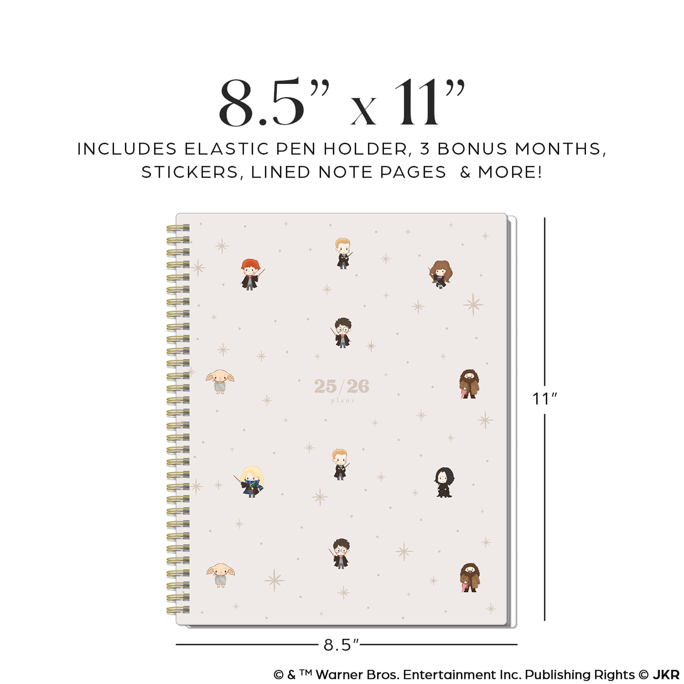 Organized by Happy Planner, Harry Potter Tiny Magic Big Dated Planner, (8.5" x 11"), 12 Month July 2025-June 2026, metal twin loop