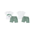 thumbnail image 2 of vera natura Boys Summer 2PCS Shorts Sets Short Sleeve Letter Print Tops and Drawstring Shorts Sets, 2 of 9