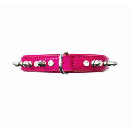 Swarovski Pearl Collar (Doggone Collars Punk Princess Luxury Fuchsia Pink Leather Dog Collar Spikes & Swarovski Crystals)