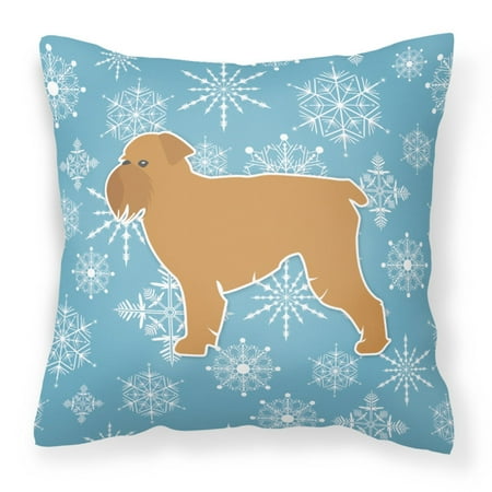 10' College Snowflake - Carolines Treasures Winter Snowflake Brussels Griffon Square Decorative Outdoor Pillow