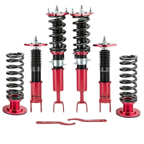 Maxpeedingrods Coilovers Kits Racing Shocks For Nissan Fairlady 350Z Z33 Height Adj. Red Struts Fits select: 2003-2006 INFINITI G35, 2004 NISSAN 350Z ROADSTER