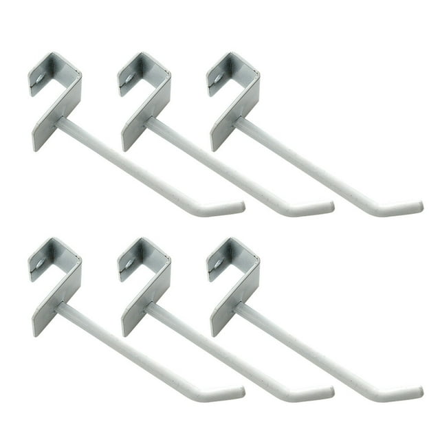6PCS Square Tube Hook Supermarket Shelf Goods Display Hook (White 5.7mm Thick)