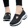 thumbnail image 4 of pwidon Slip On Sneakers for Women, Breathable Knit Air Cushion Wedge Walking Shoes Non Slip Lightweight Casual Mary Jane Shoes for All Day Comfort Black 38, 4 of 5