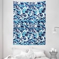 thumbnail image 1 of Japanese Wave Tapestry, Traditional Eastern Pattern with Waves of Water Foam Splashes, Wall Hanging for Bedroom Living Room Dorm Decor, 60W X 80L Inches, Light Blue Navy Blue White, by Ambesonne, 1 of 2
