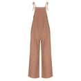 thumbnail image 4 of OVBMPZD Jean Jumpsuit for Women Denim Brown Wide Leg Strap Pockets Vacation Jumpsuits Womens Rompers M, 4 of 8