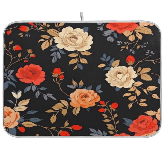 Kitchen Drying Mat 16x18In Drying Dish Mat Dish Drying Mats Kitchen Countertop Multi-Function Drain Drying Mat Kitchen Table Beautiful Colored Roses