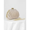 thumbnail image 3 of Women's Pleated Shell Clutch Bag Evening Handbag with Metal Frame for Party Wedding, 3 of 6