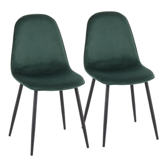 LumiSource Pebble Velvet Chairs, Green/Black, Set Of 2 Chairs