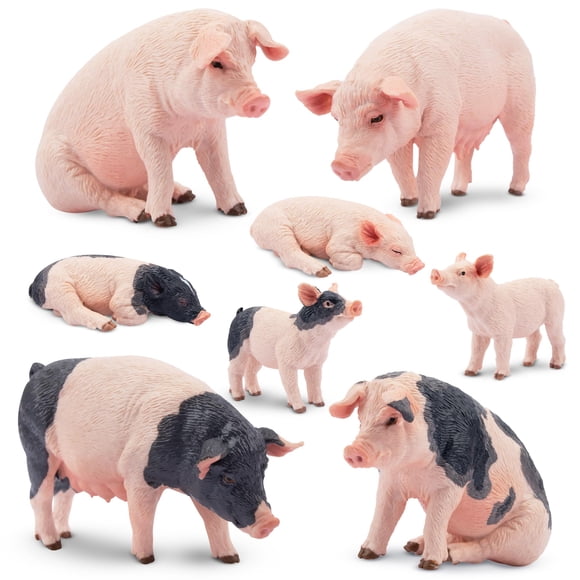 Juego de figuras Toymany Pig Farm Animal, 8 piezas, para niños pequeños