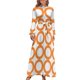 thumbnail image 2 of Vestido largo de verano con diseño circular naranja y blanco, vestidos de playa, vestidos de verano, ropa vintage de verano, 2 of 5