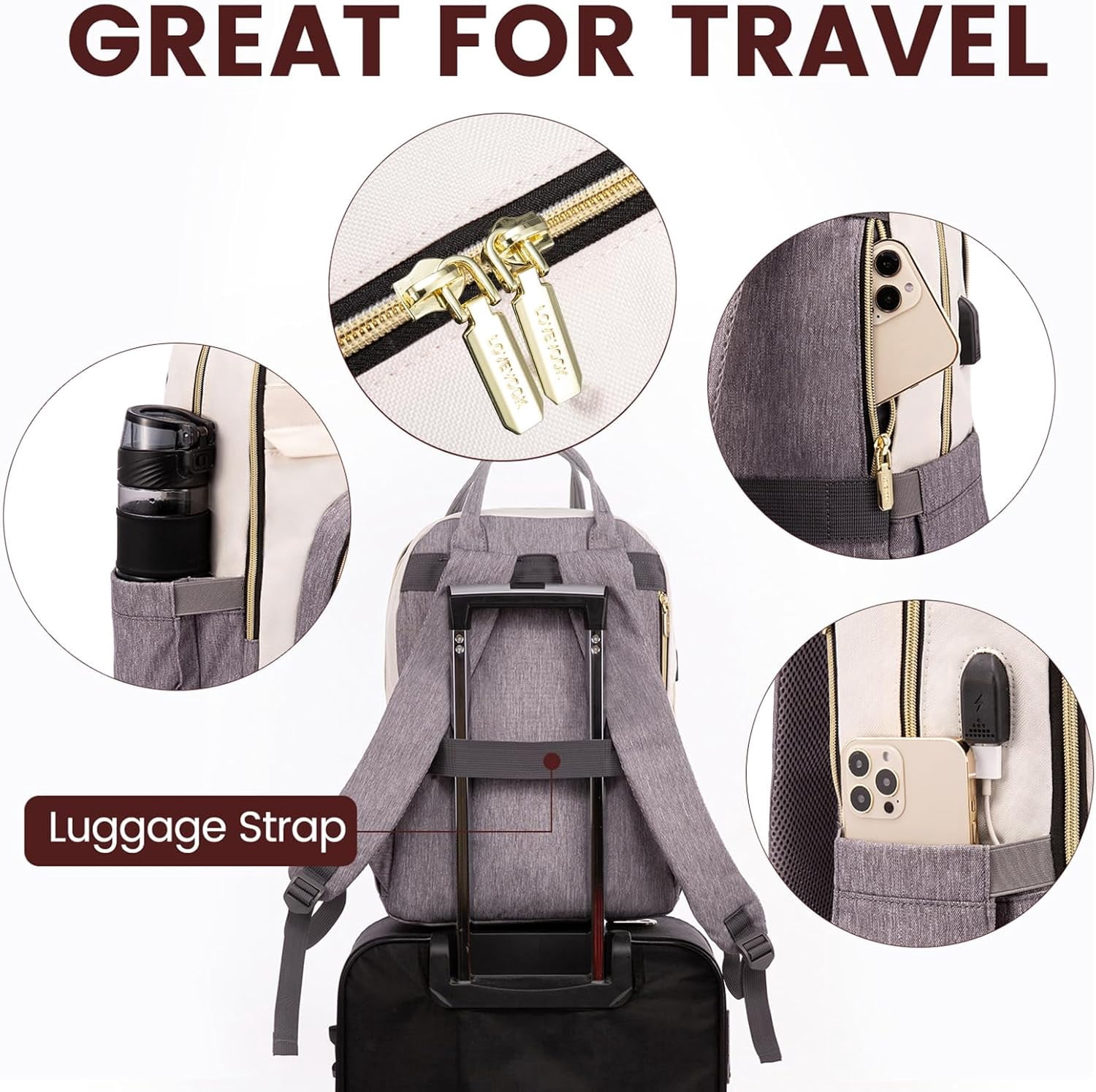 LOVEVOOK Backpack for Women, Fits 15.6 Inch Laptop Bag, School Backpacks, Fashion Travel Work Anti-theft Bag, Business Computer Waterproof College Backpack Purse