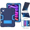 thumbnail image 4 of Case for iPad Mini 6, Kickstand Shockproof Kids Proof Case Heavy Duty High Impact Resistant Hybrid Three Layer Rugged Defender Full Body Protection Case, Blue, 4 of 7