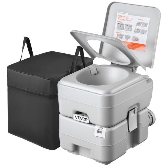 VEVOR Portable Toilet, 5.3 Gallon Detachable Waste Tank, 120 Flushes, Camping Toilet for Adults, Outdoor Travel Potty with Level Indicator, Carry Bag, Suitable for RV Travel, Camping, Hiking, Boating