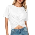 thumbnail image 1 of Rhuody Womens Spring Tops Summer Short Sleeve Tee Solid Color Blouse Round Neck Cropped T Shirt Simple Clothing White Xl, 1 of 5