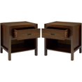 thumbnail image 1 of Walker Edison Chelsea Classic 2-Piece Solid Wood Open Cubby 1-Drawer Nightstand Set, 2 Pack, Walnut, 1 of 2