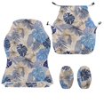 thumbnail image 5 of SCRAWLGOD Monstera Leaf Print Blue Beige 4 Pieces Gaming Chair Covers Slipcovers Stretch Game Chair Cover with Armrest Covers Universal Fit Rotating Gaming Armchair Protector, 5 of 7