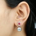 thumbnail image 6 of Rosec Jewels Vintage Inspired Drop Earrings, Tahitian Pearl Earrings with Created Ruby and Moissanite, 14K White Gold, 6 of 9