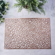 Juvale 10-Pack Gold Vinyl Placemats - Round Leaf Design Table Chargers ...