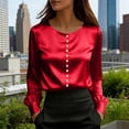 thumbnail image 3 of ZQGJB Women Satin Silk Tops Dressy Business Casual Tunic Blouse Lightweight Long Sleeve Peal Button Decor Work Shirts Office Outfits, 3 of 6