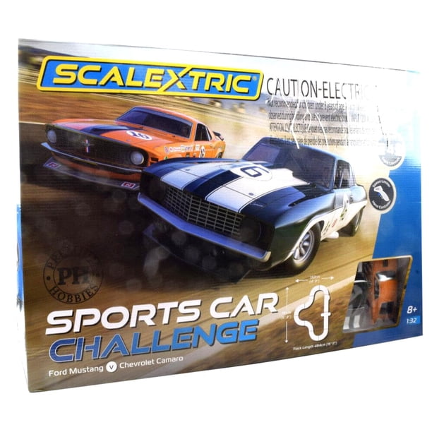 Scalextric/Premium Hobbies Sports Car Challenge - Mustang VS Camaro 1:32 Escala Slot Car Race Set C1445T