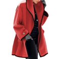 thumbnail image 1 of Manteau en Laine pour Femme Automne Hiver à Capuche à Blocs de Couleur Manteau en Laine Cardigan à Manches Longues Trench, 1 of 5