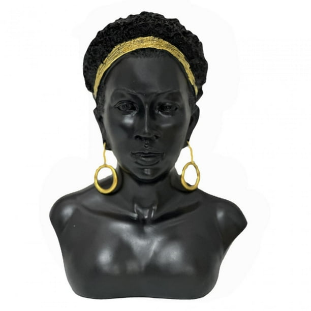 Estatua de mujer africana, adorno estético, retrato, estatuas, resina artesanal Cabello corto